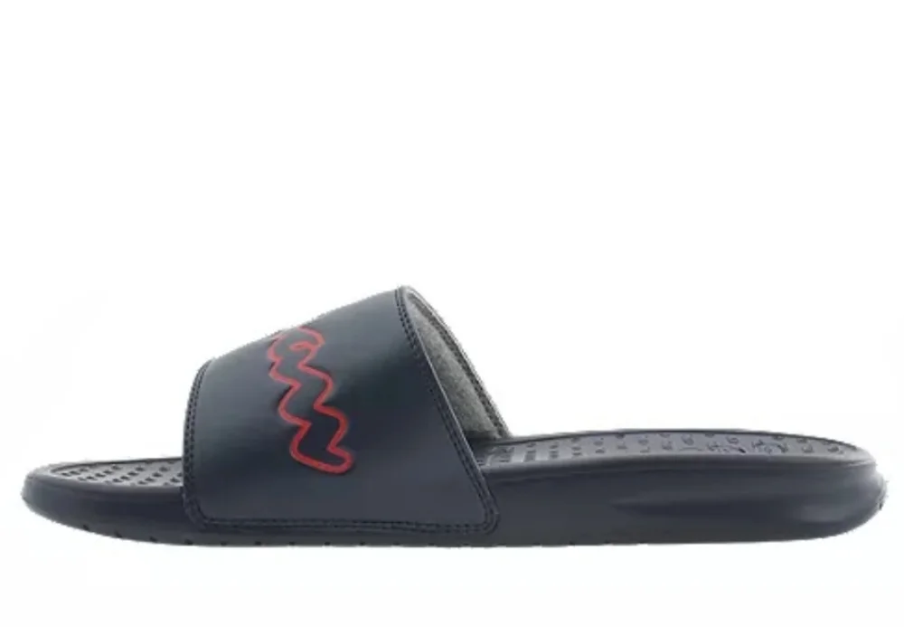 Champion Super Slide Split Script Logo Black Red Sandals